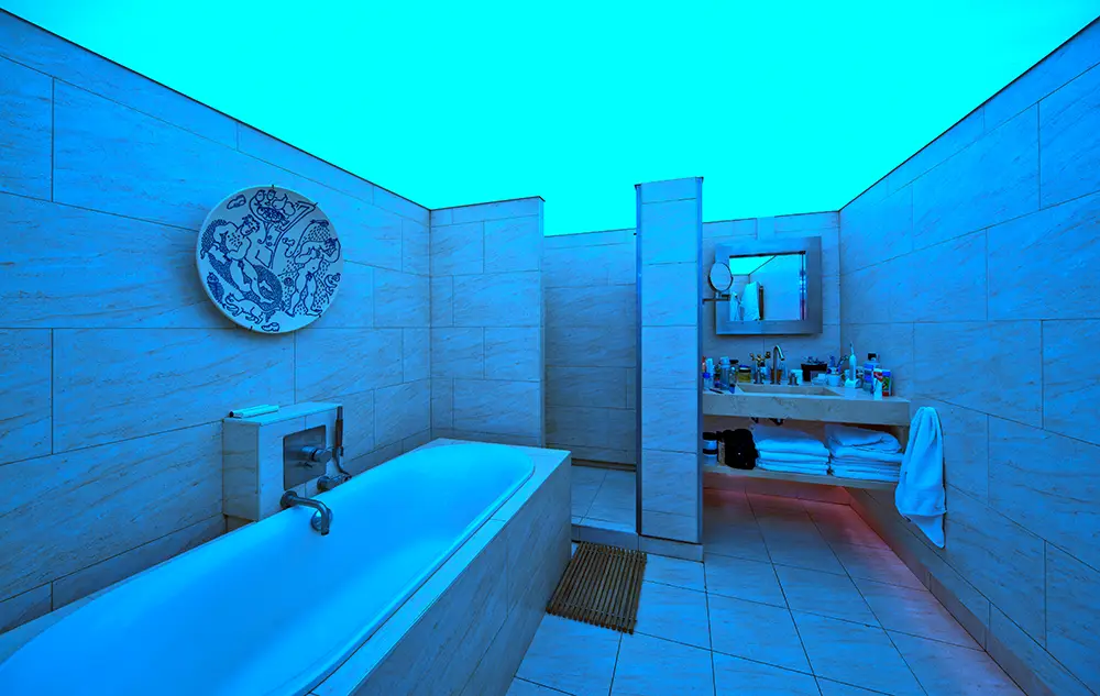 Badezimmer Lichtdecke blau